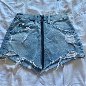 LF CARMAR denim zip up mini skirt w real pockets